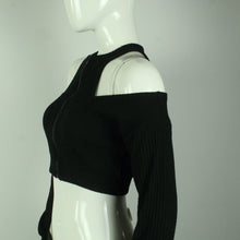 Laden Sie das Bild in den Galerie-Viewer, Second Hand ESTHÉ Longsleeve Top Gr. S schwarz uni Cut Outs (*)