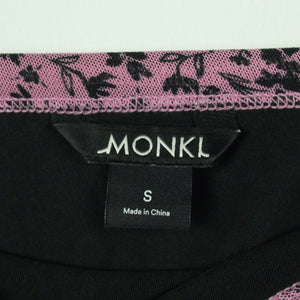 Second Hand MONKI Rock Gr. S pink schwarz geblümt Mesh Maxirock (*)