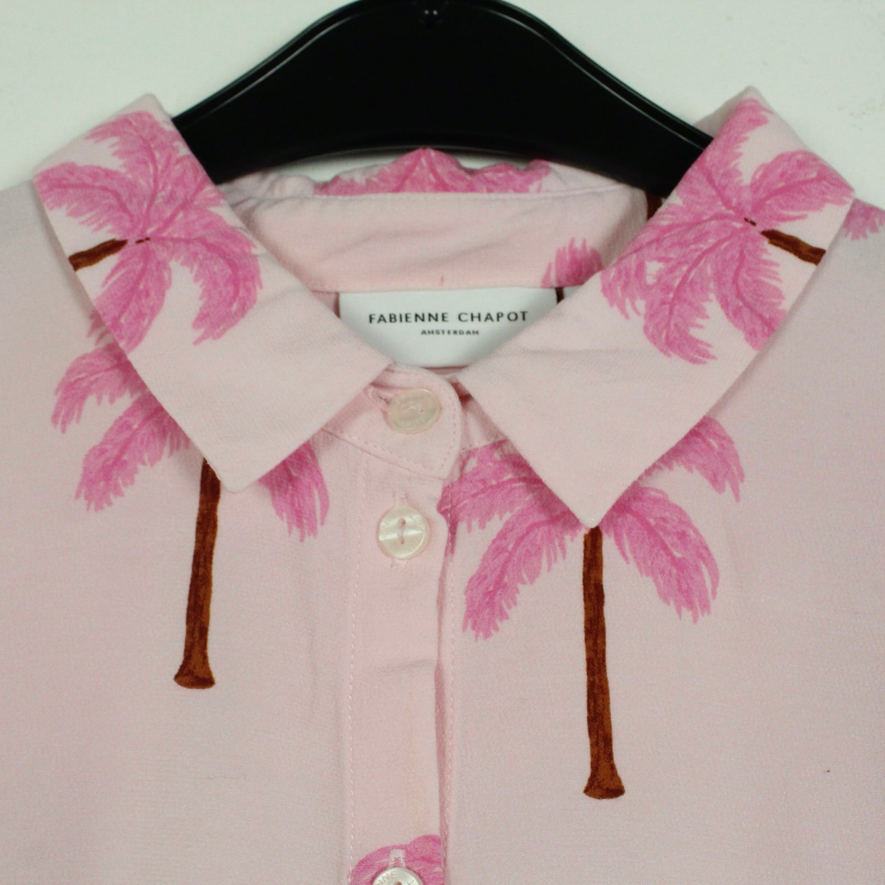 Second Hand FABIENNE CHAPOT Bluse Gr. S rosa Palmen (*)