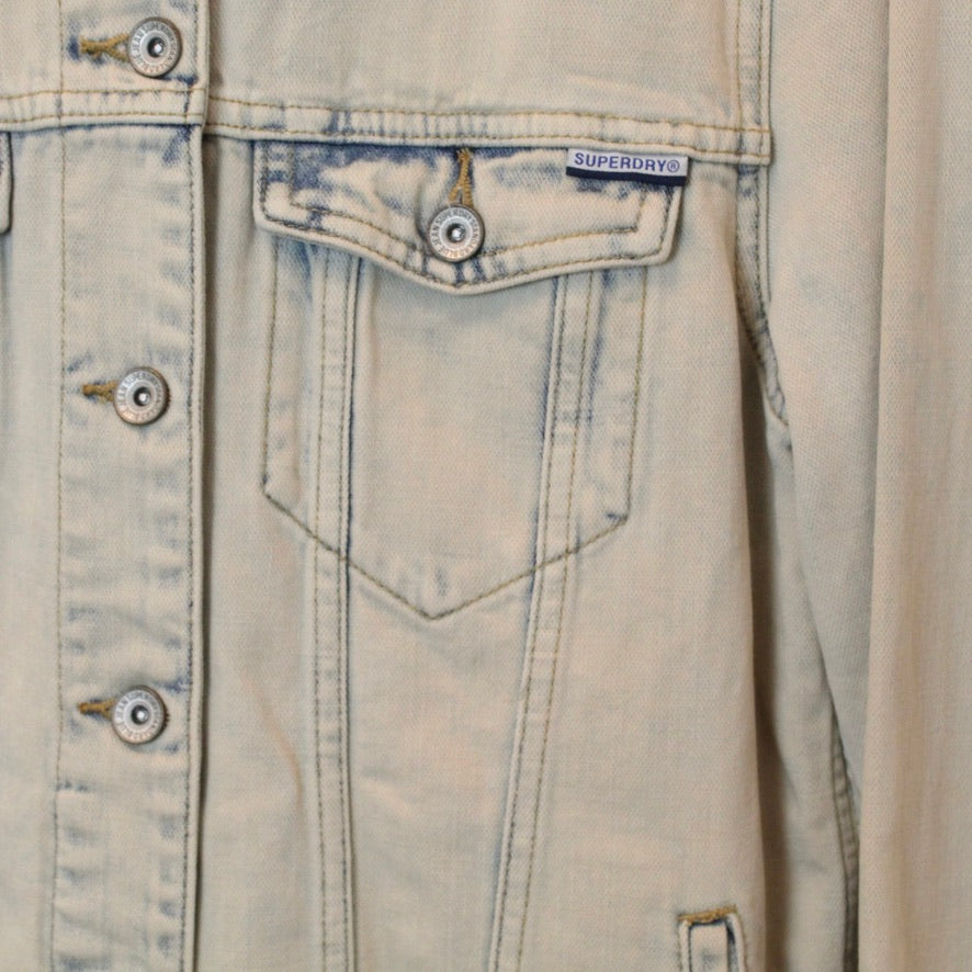 Second Hand SUPERDRY Jeansjacke Gr. 40 beige blau Jacke (*)