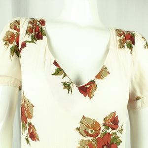 Second Hand TOPSHOP Kleid Gr. 40 beige mehrfarbig geblümt (*)