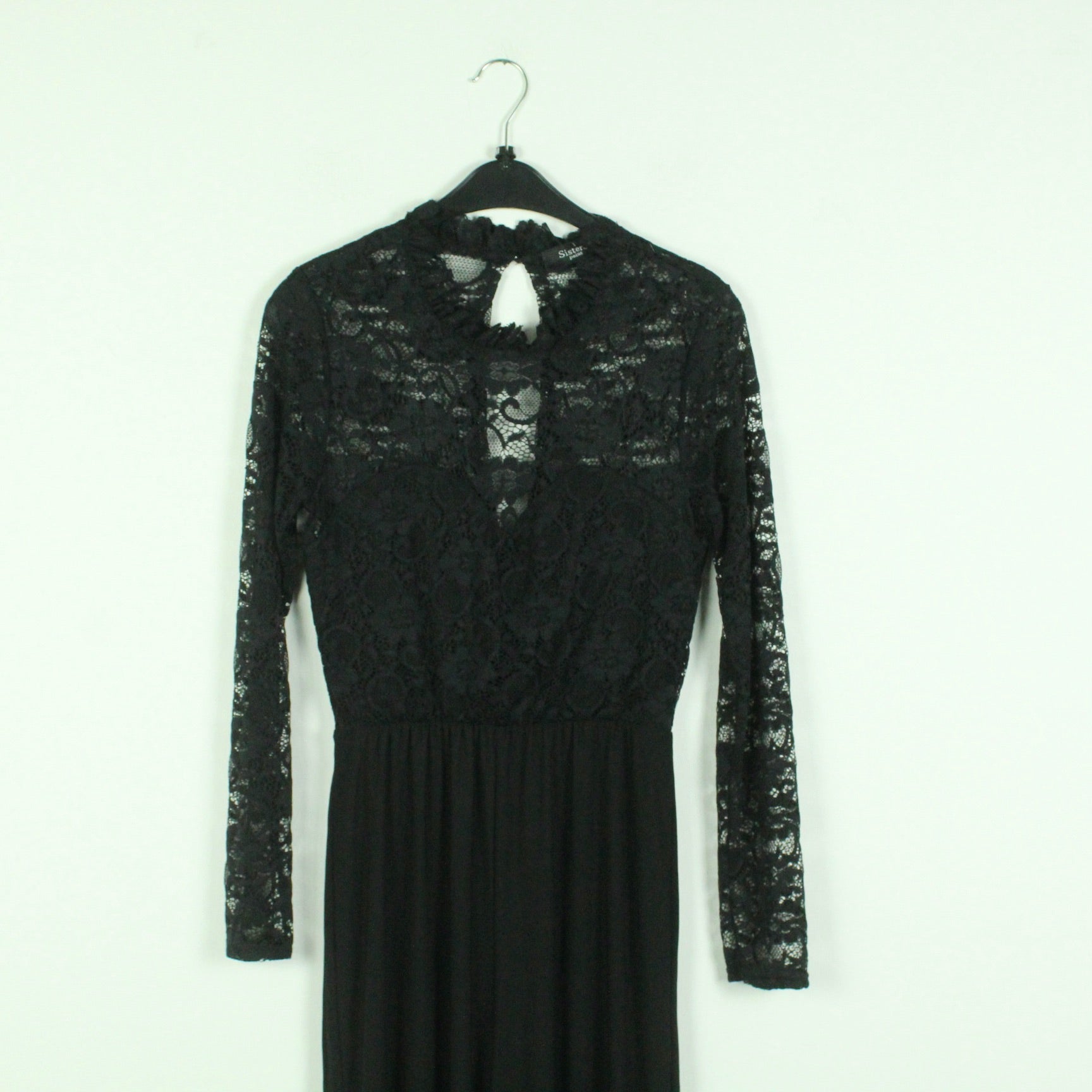 Second Hand SISTERS POINT Jumpsuit Gr. M schwarz Overall Spitze weites Bein (*)