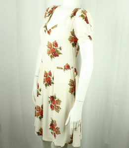 Second Hand TOPSHOP Kleid Gr. 40 beige mehrfarbig geblümt (*)