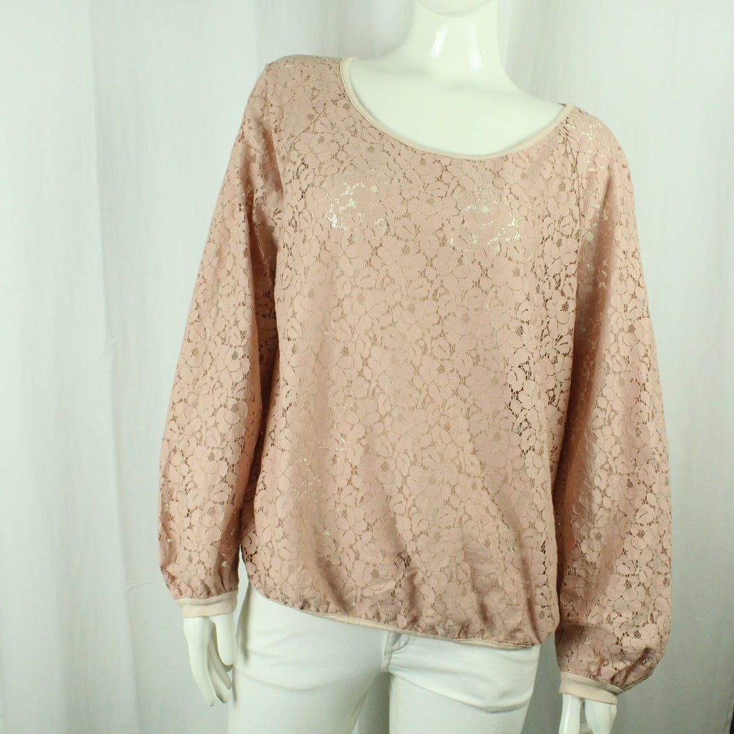 Second Hand MINX Spitzenbluse Gr. 40 rosa uni Spitze Bluse NEU(*)