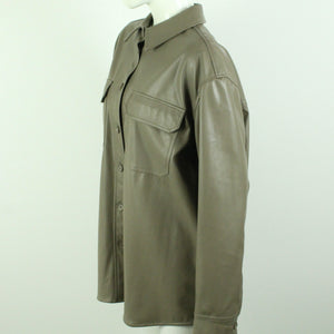 Second Hand WEEKDAY Kunstlederhemd Gr. L taupe uni Hemd (*)