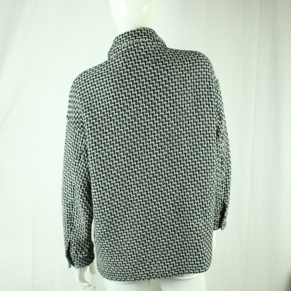 Second Hand ZARA Hemdjacke Gr. M weiß schwarz gemustert (*)