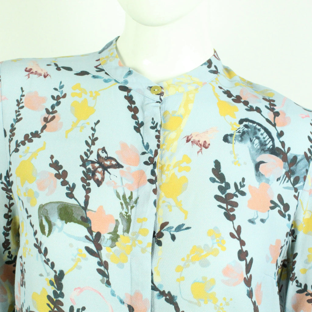 Second Hand STINE GOYA Bluse Gr. S blau floral gemustert  (*)