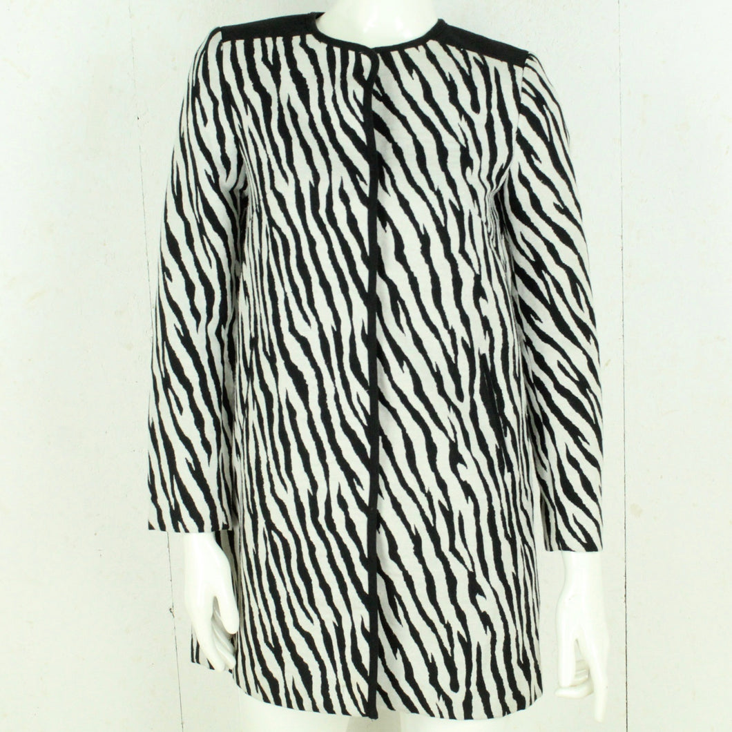 Second Hand H&M Mantel Gr. 36 schwarz weiß Animalprint Übergangsmantel (*)