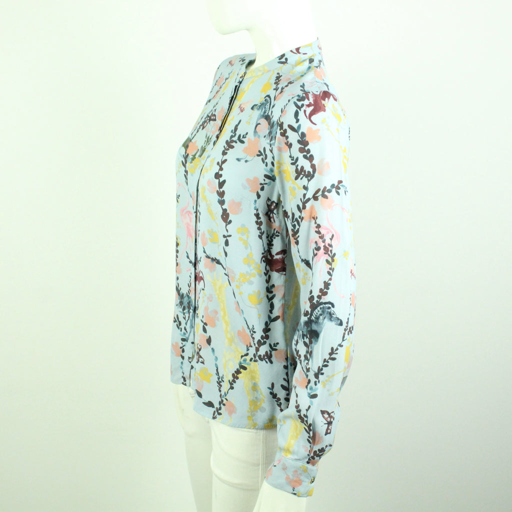 Second Hand STINE GOYA Bluse Gr. S blau floral gemustert  (*)