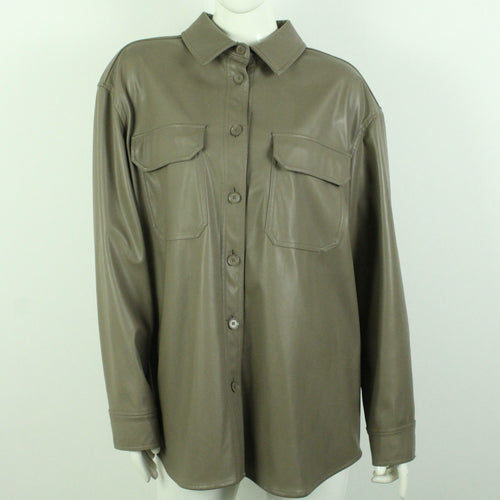 Second Hand WEEKDAY Kunstlederhemd Gr. L taupe uni Hemd (*)