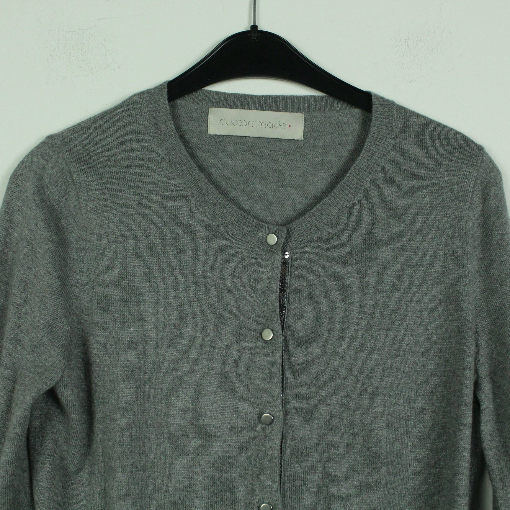 Second Hand CUSTOMMADE Strickjacke Gr. S grau Strick mit Kaschmir (*)