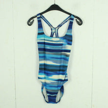 Laden Sie das Bild in den Galerie-Viewer, Vintage SPEEDO Badeanzug Gr. L/XL blau mehrfarbig gemustert 80s 90s Beachwear