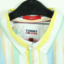 Laden Sie das Bild in den Galerie-Viewer, Second Hand TOMMY JEANS Hemd Gr. L weiß bunt gestreift langarm (*)
