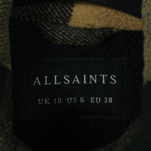 Second Hand ALL SAINTS Jacke mit Wolle Gr. 38 braun schwarz kariert (*)
