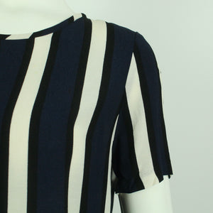 Second Hand SELECTED FEMME Kurzarmbluse Gr. 36 blau mehrfarbig gestreift (*)