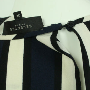 Second Hand SELECTED FEMME Kurzarmbluse Gr. 36 blau mehrfarbig gestreift (*)