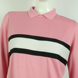 Second Hand GANNI Sweatshirt Gr. 38 rosa schwarz weiß Longsleeve mit Polokragen (*)