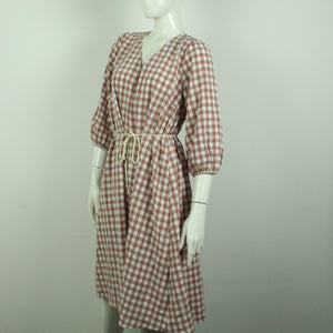 Second Hand NEO NOIR Kleid Gr. M beige weiß kariert Midikleid (*)
