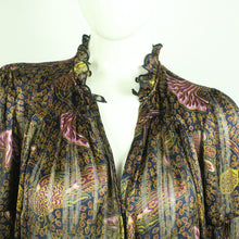 Laden Sie das Bild in den Galerie-Viewer, Second Hand BA&amp;SH Bluse Gr. L dunkelblau bordeaux gemustert Modell: DANILA  (*)