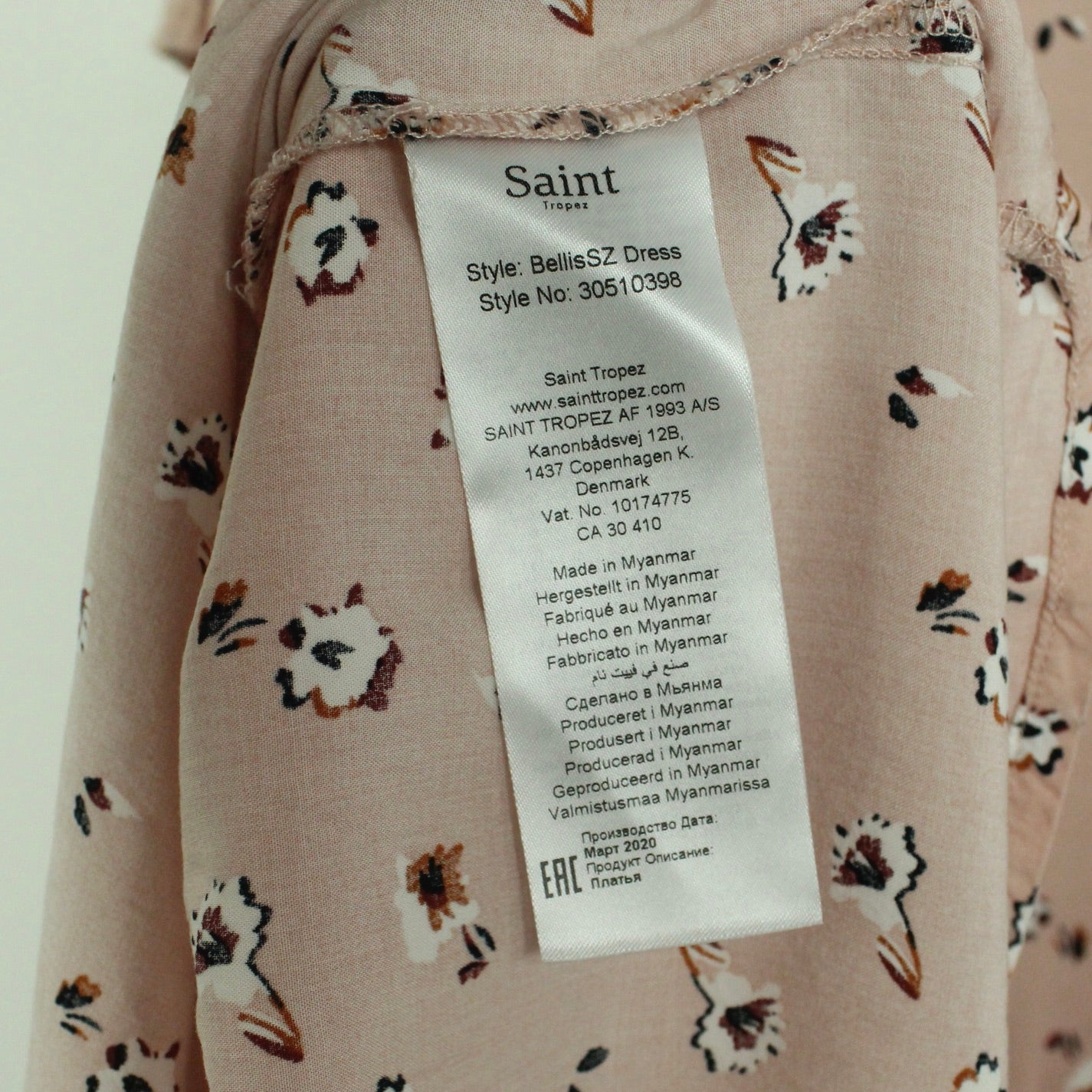 Second Hand SAINT TROPEZ Kleid Gr. M rosa abstrakt geblümt (*)