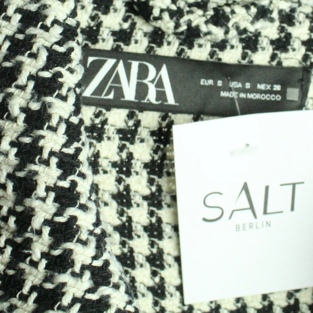 Second Hand ZARA Hemdjacke Gr. S weiß schwarz Hahnentritt (*)
