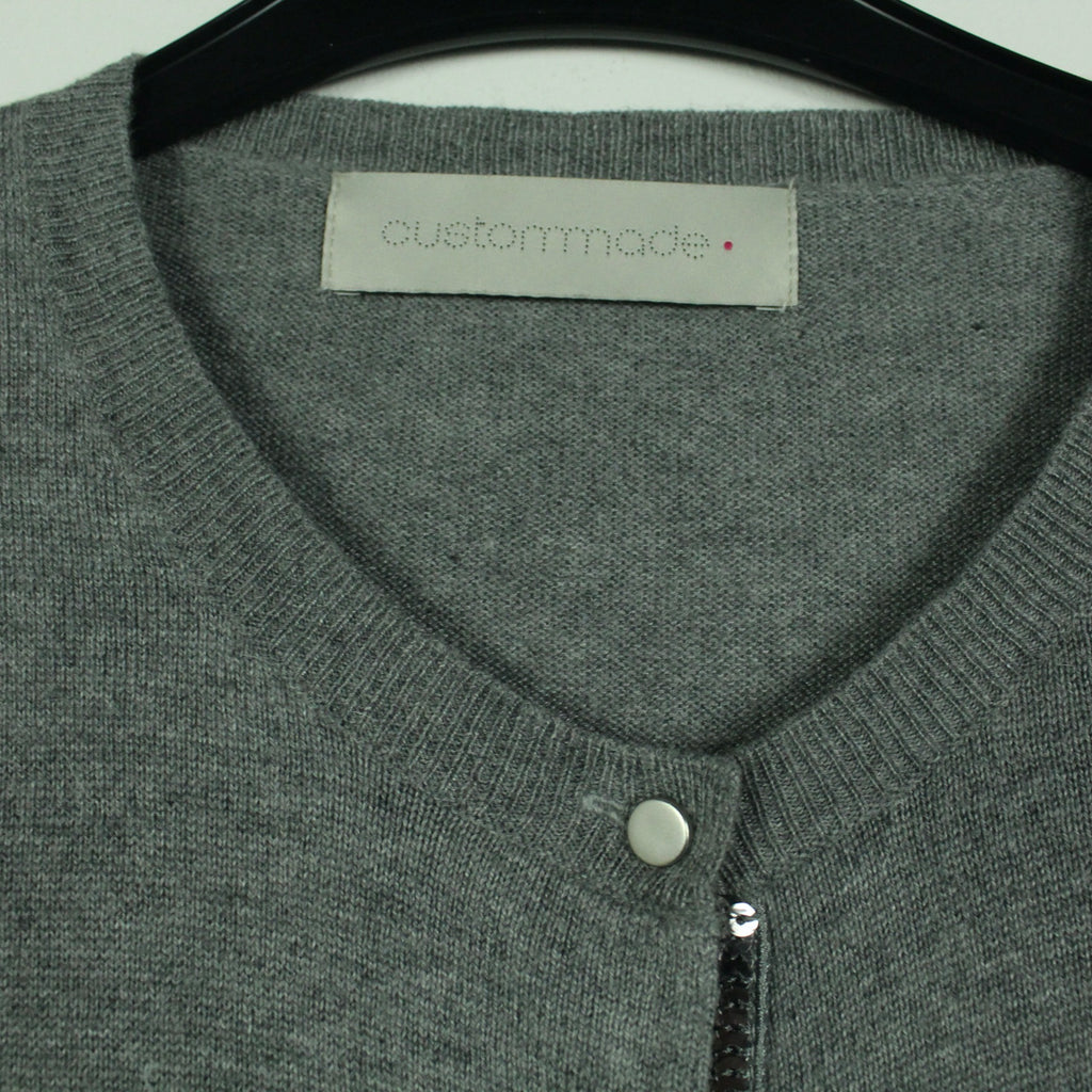 Second Hand CUSTOMMADE Strickjacke Gr. S grau Strick mit Kaschmir (*)