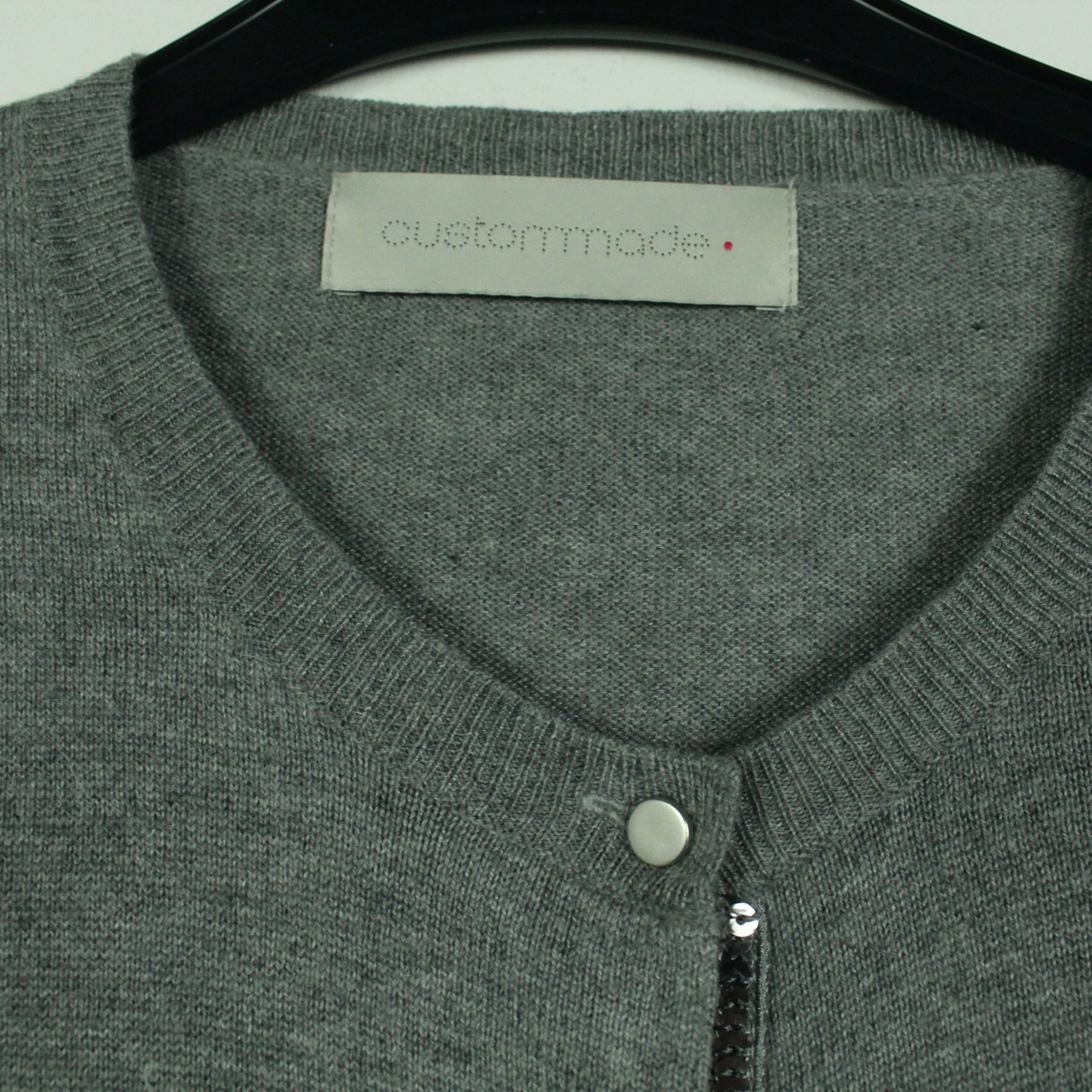 Second Hand CUSTOMMADE Strickjacke Gr. S grau Strick mit Kaschmir (*)