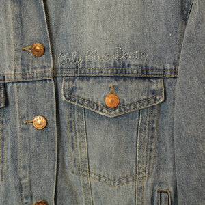 Second Hand ONLY Jeansjacke Gr. 38 blau mit Stickerei (*)