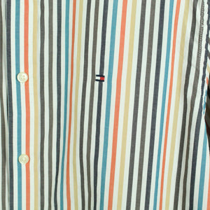 Second Hand TOMMY HILFIGER Hemd Gr. M weiß bunt gestreift langarm (*)