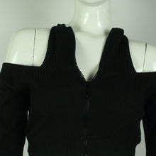 Laden Sie das Bild in den Galerie-Viewer, Second Hand ESTHÉ Longsleeve Top Gr. S schwarz uni Cut Outs (*)