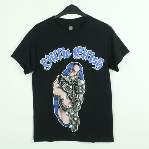 Vintage BILLIE EILISH T-Shirt / Bandshirt Gr. S schwarz mit Print und Backprint (*)