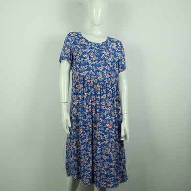 Second Hand PIECES Midikleid Gr. S blau mehrfarbig geblümt (*)