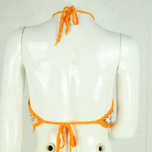 Laden Sie das Bild in den Galerie-Viewer, Boho Stricktop Gr. Einheitsgröße orange mehrfarbig Häkeltop mit Perlen NEU