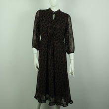 Laden Sie das Bild in den Galerie-Viewer, Second Hand GESTUZ Kleid Gr. 36 schwarz bunt gemustert Midikleid (*)