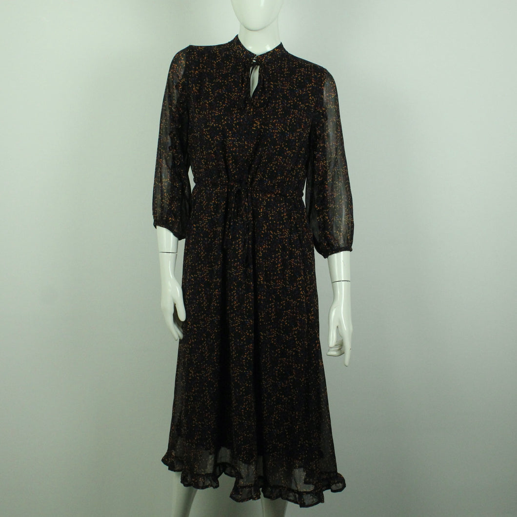 Second Hand GESTUZ Kleid Gr. 36 schwarz bunt gemustert Midikleid (*)