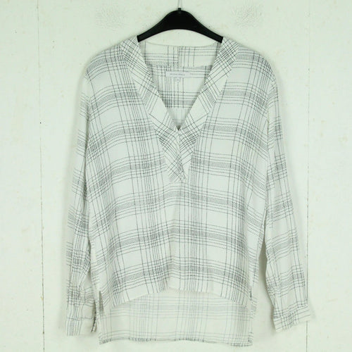 Second Hand SECOND FEMALE Bluse Gr. M weiß schwarz abstrakt gemustert (*)