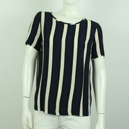 Second Hand SELECTED FEMME Kurzarmbluse Gr. 36 blau mehrfarbig gestreift (*)