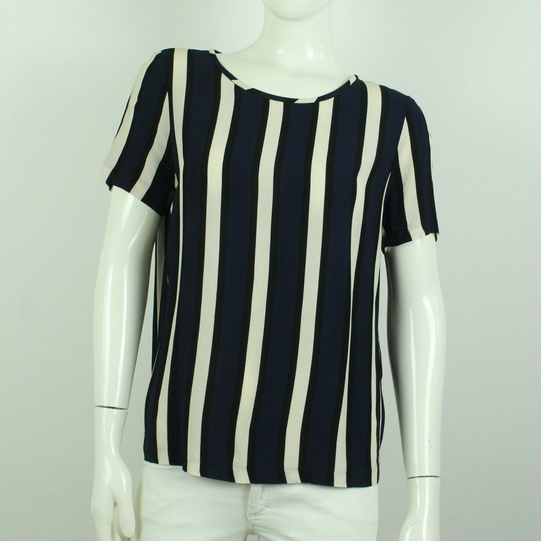 Second Hand SELECTED FEMME Kurzarmbluse Gr. 36 blau mehrfarbig gestreift (*)