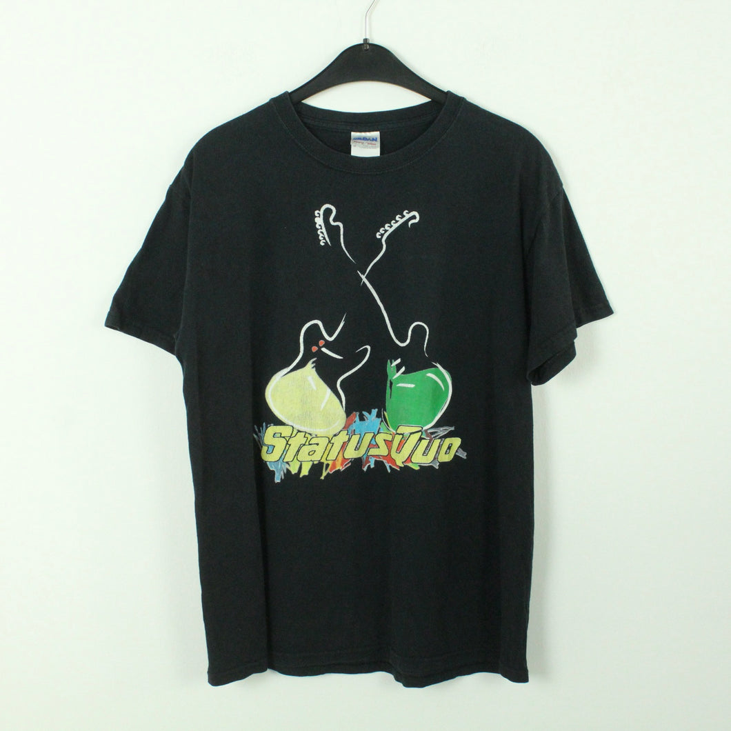 Vintage STATUS QUO T-Shirt / Bandshirt Gr. M schwarz mit Print und Backprint (*)