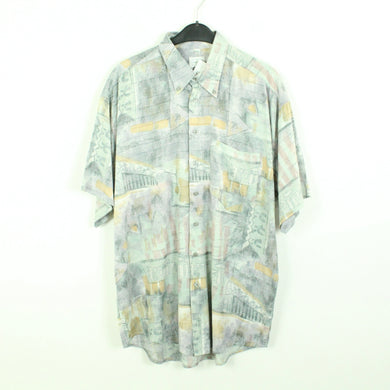 Vintage 90s Crazy Pattern Hemd Gr. L bunt gemustert kurzarm (*)