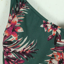 Laden Sie das Bild in den Galerie-Viewer, Vintage Badeanzug Gr. M/L grün bunt geblümt 80s 90s Beachwear