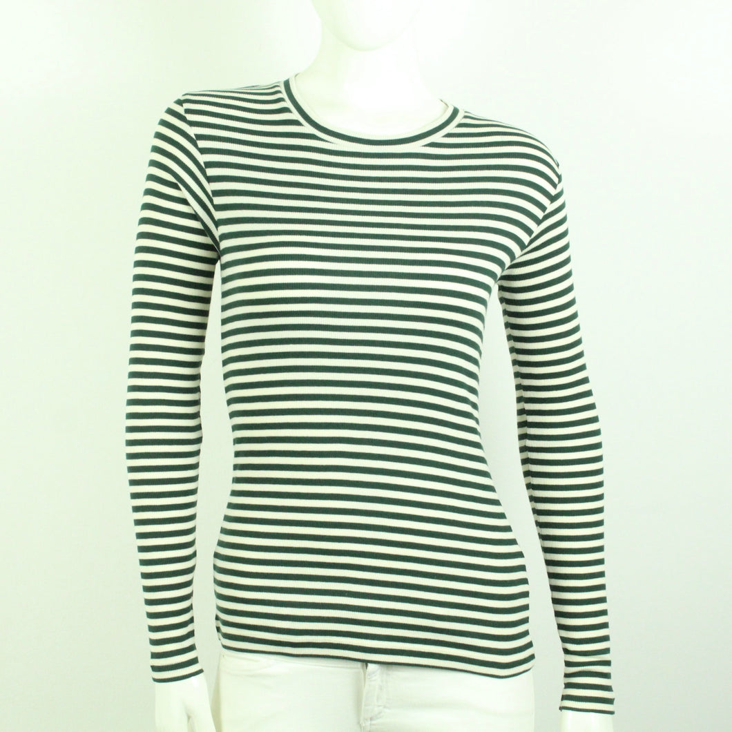 Second Hand MADS NORGAARD Longsleeve Gr. M Mod. Tuba grün creme gestreift (*)