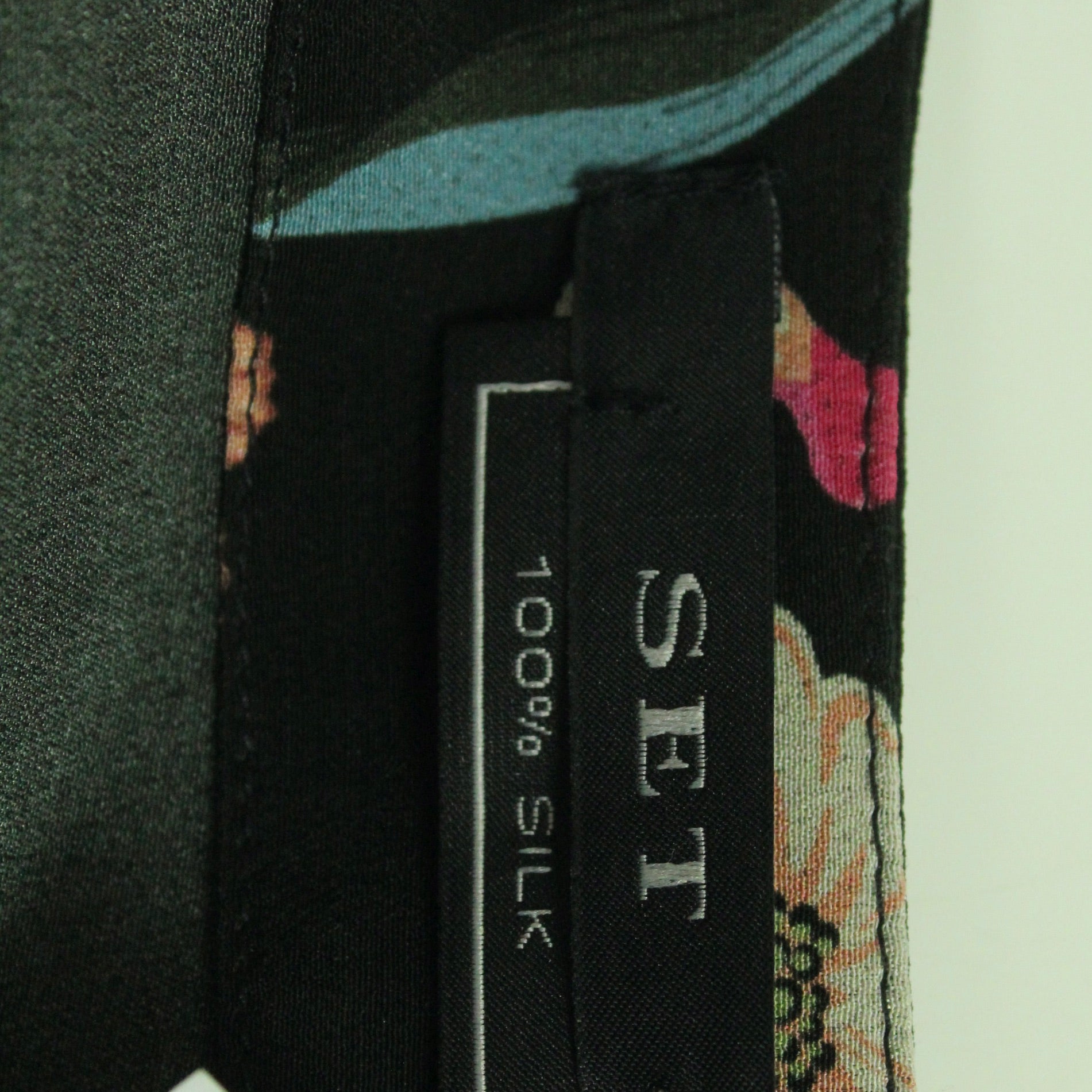 Second Hand SET Seidenkleid Gr. 38 schwarz bunt geblümt (*)