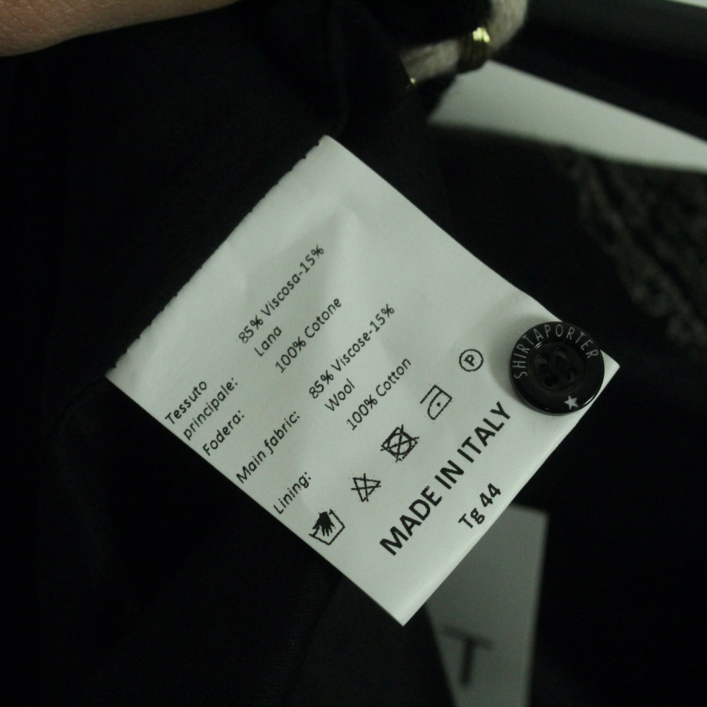 Second Hand Shirtaporter Midikleid Gr. dt. 38 ital. 44 schwarz silber Paisley Muster (*)