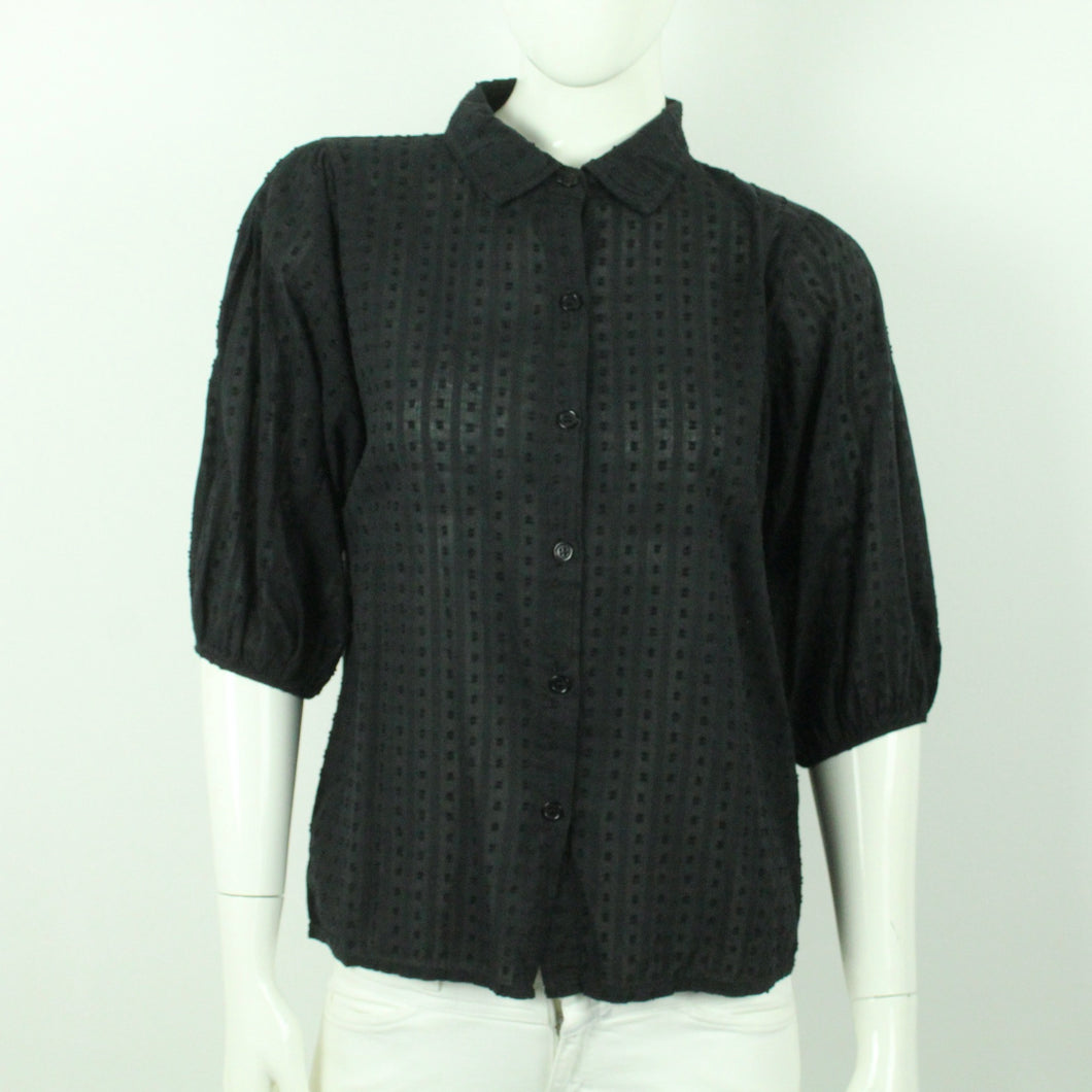 Second Hand COPENHAGEN LUXE Bluse Gr. S/M schwarz uni strukturiert (*)