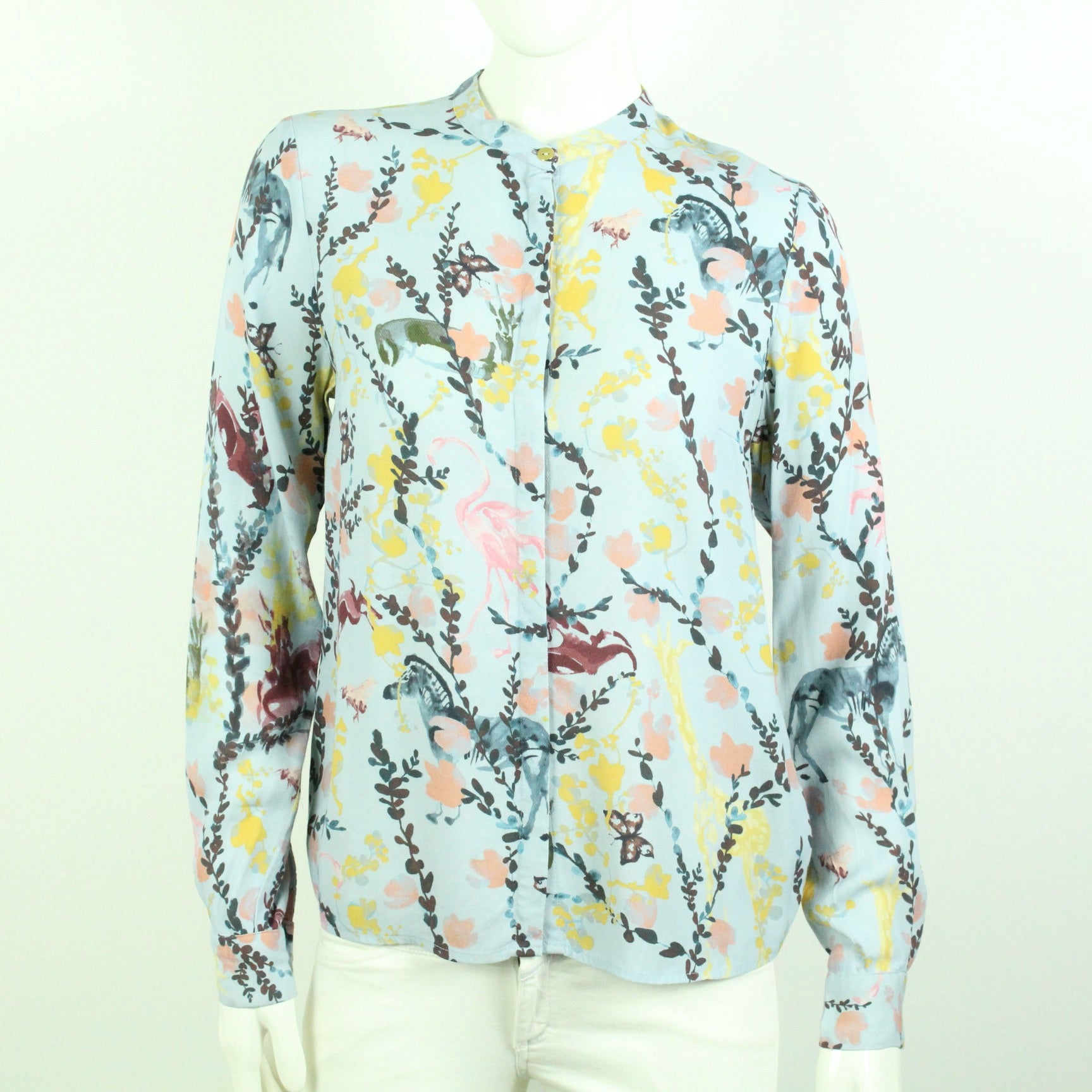 Second Hand STINE GOYA Bluse Gr. S blau floral gemustert  (*)