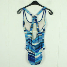Laden Sie das Bild in den Galerie-Viewer, Vintage SPEEDO Badeanzug Gr. L/XL blau mehrfarbig gemustert 80s 90s Beachwear