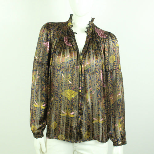 Second Hand BA&SH Bluse Gr. L dunkelblau bordeaux gemustert Modell: DANILA  (*)