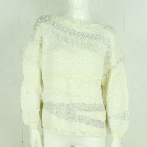 Vintage Pullover Female Gr. L beige grau Crazy Pattern Glitzer Strick