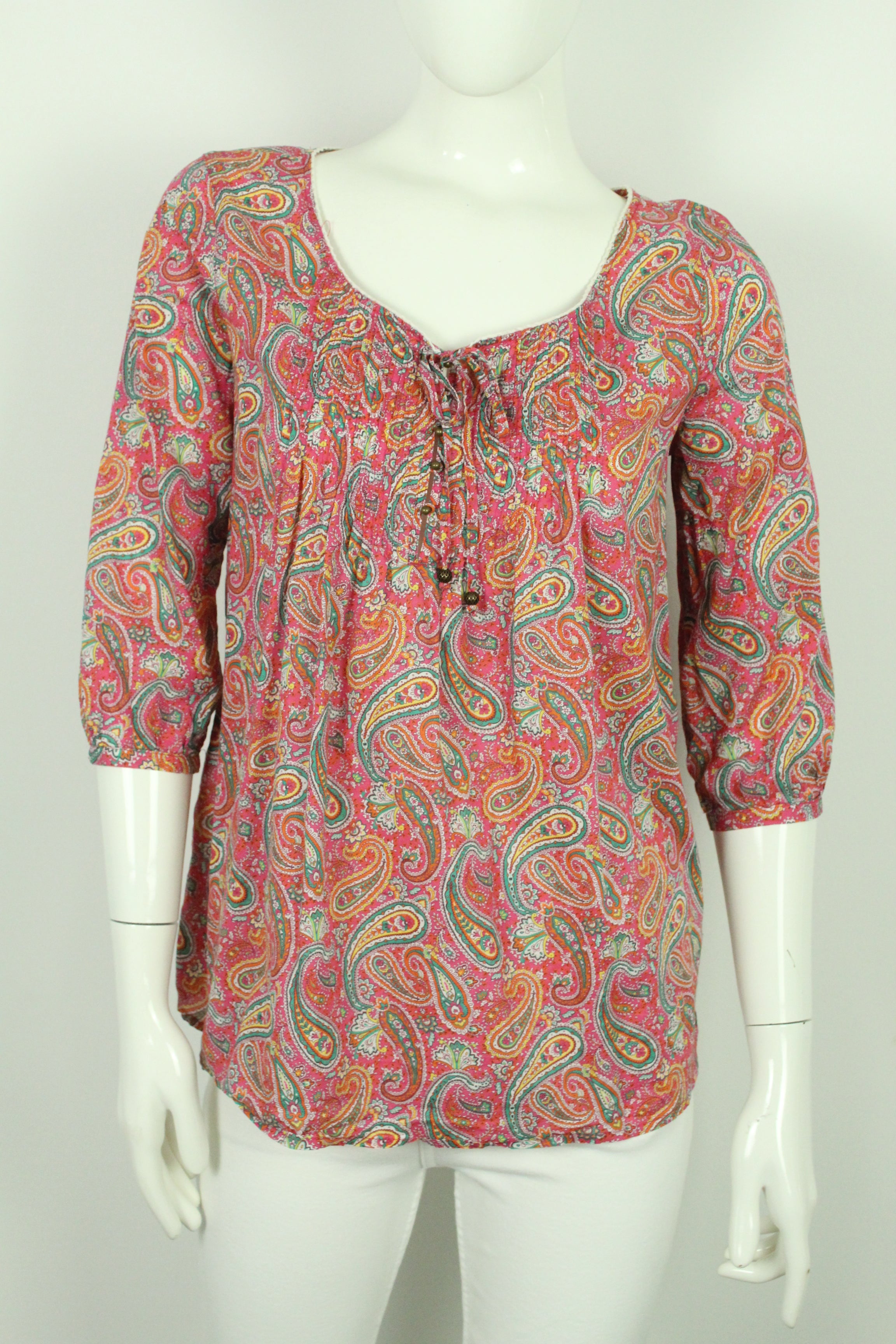Second Hand TOMMY HILFIGER Tunika Bluse Gr. M bunt Paisley Muster (*)